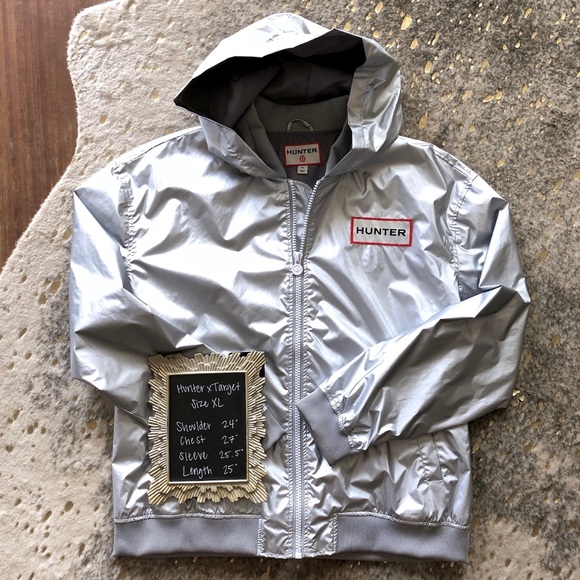 Hunter Silver Hooded Windbreaker Jacket Size XL - Picture 4 of 8